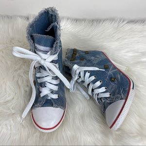 blue converse heels
